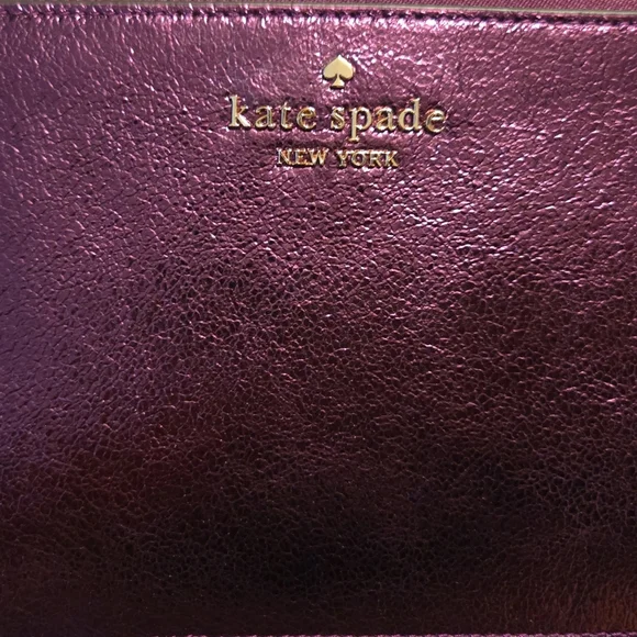 Kate Spade Metallic Purple Wristlet Wallet Clutch Zip Leather - Picture 5 of 8
